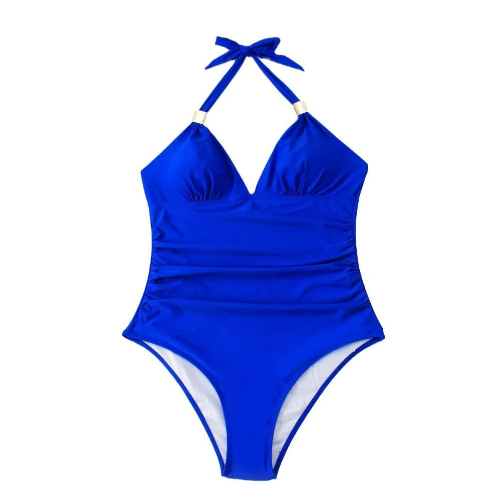 Women's conservative quick-dry swimsuit in leopard print pattern showing front design.