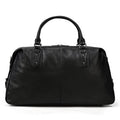 Men's retro genuine leather travel bag in black, 50cm x 18cm x 28cm large capacity holdall for business travel