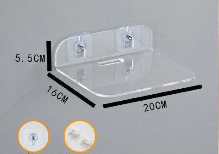 Acrylic right-angle wall mount camera shelving bracket, 13.5x11.5x5.5cm, black frosted transparent white, no drilling.