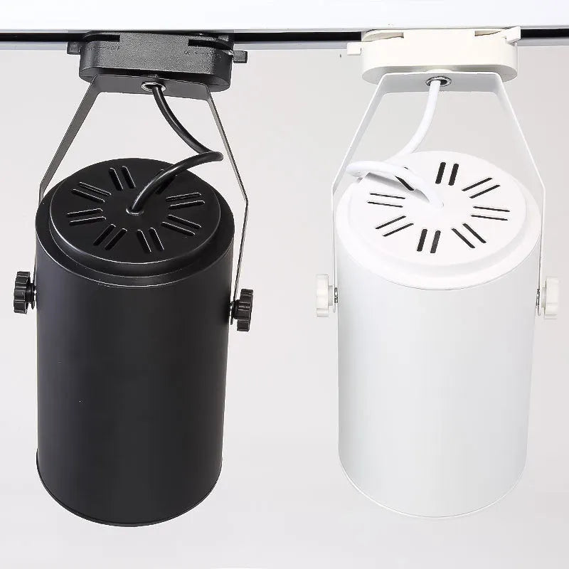 LED track spotlight in aluminium shell for store display wall lighting, showing black and white colour options.