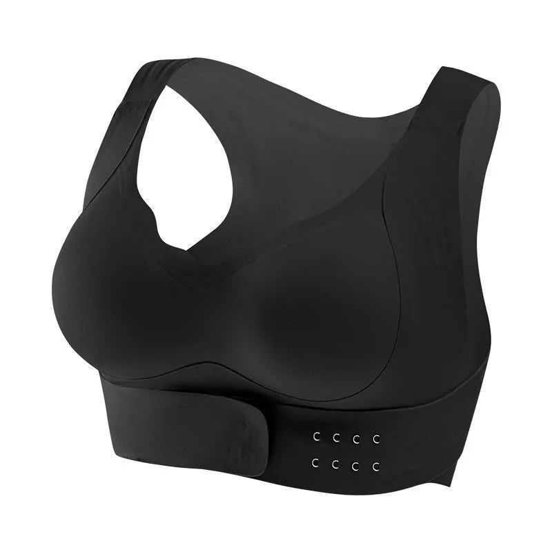 Women's cross exercise yoga bra with front buckle closure in three colour options