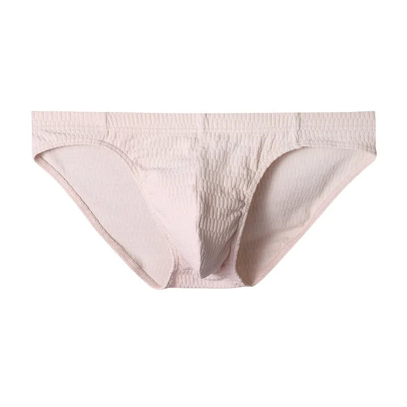 Men's pure cotton triangle underwear briefs in solid skin color black white and apricot mid-waist style