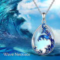 Moonstone blue heart-shaped pendant necklace on display