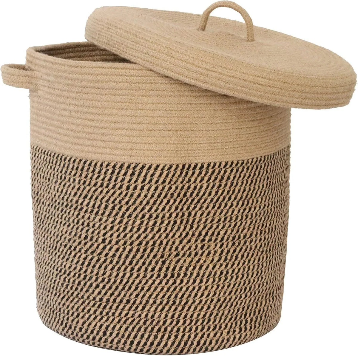 Extra large cotton string laundry basket with lid in brown, grey or zebra colour options