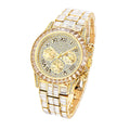 Three eyes rainbow diamond quartz watch for men with 33mm circular dial, gold colour option and 30M waterproof rating