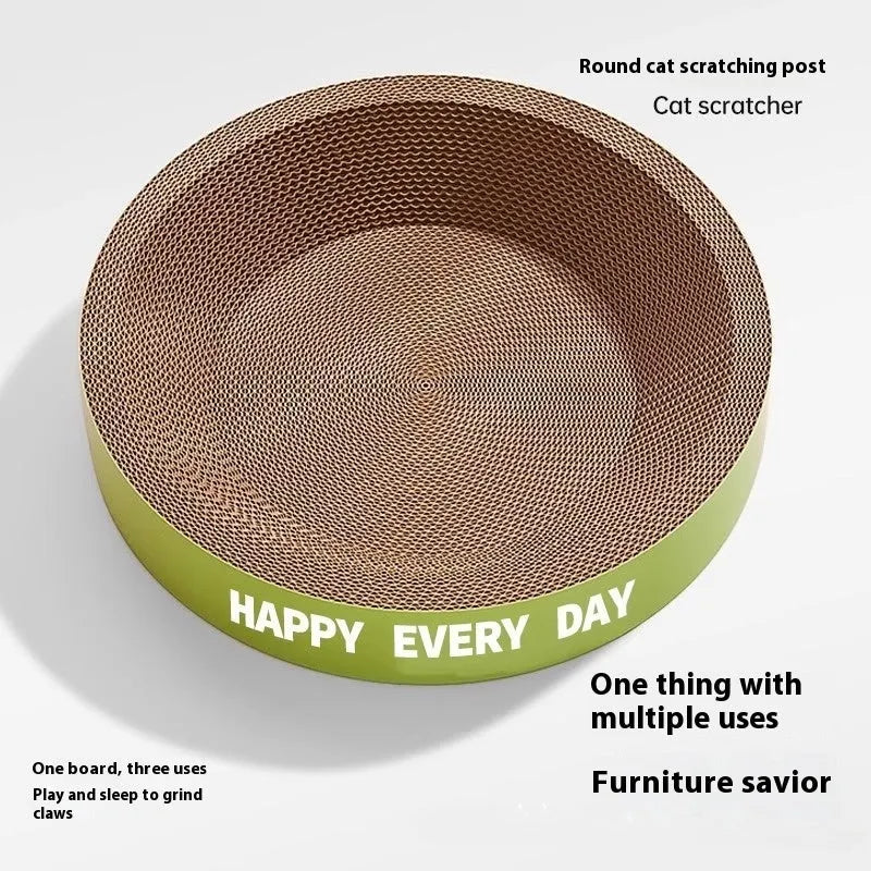 Green round cat scratching nest showing circular shape and scratching surface