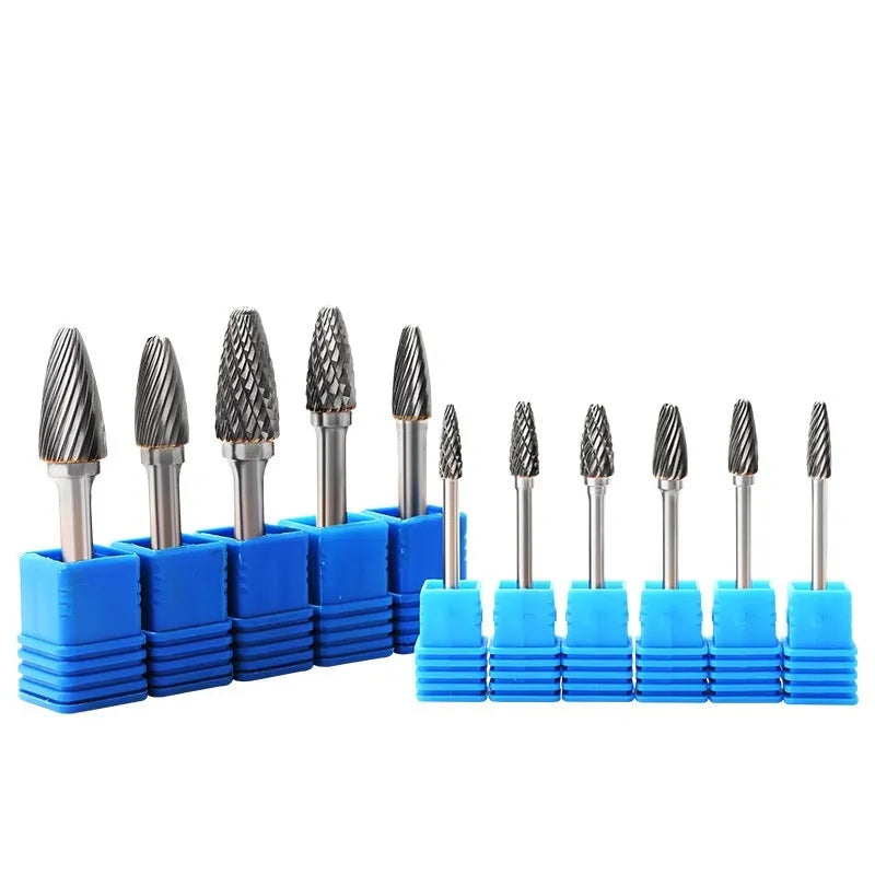 Tungsten steel alloy rotary file F-shaped grinding burr with single sink tooth pattern for metalworking