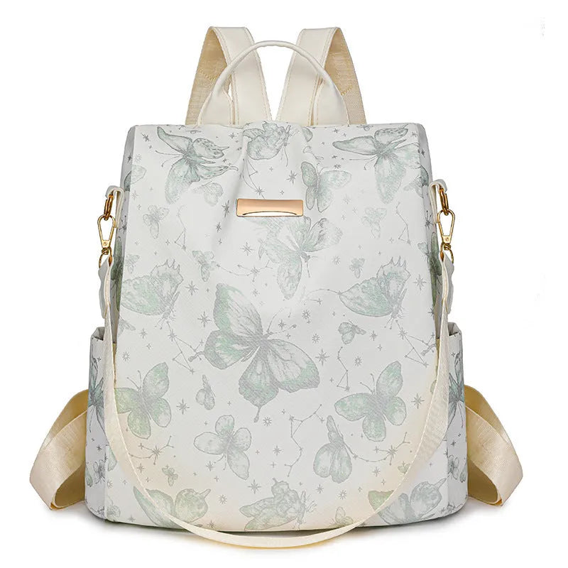 Large capacity butterfly printed backpack in multiple colours with physiological curve backplane