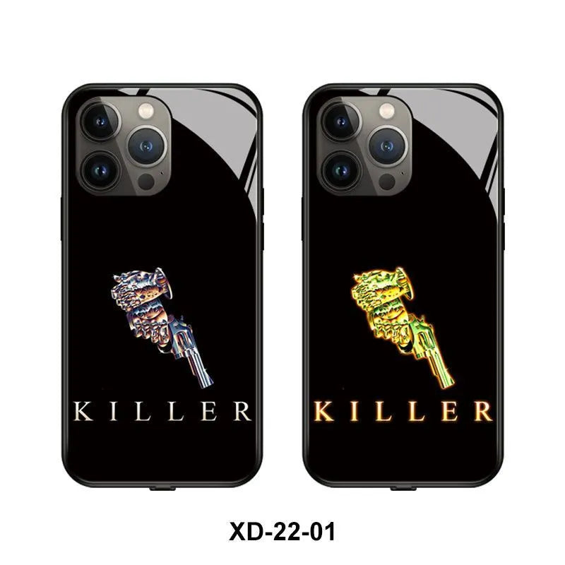 Glow in the dark luminous iPhone case with TPU and tempered glass construction for device protection
