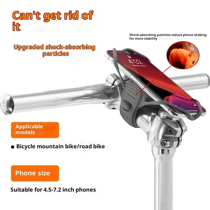 Adjustable road bike phone mount in black, orange, or grey plastic, universal handlebar bracket, single pack
