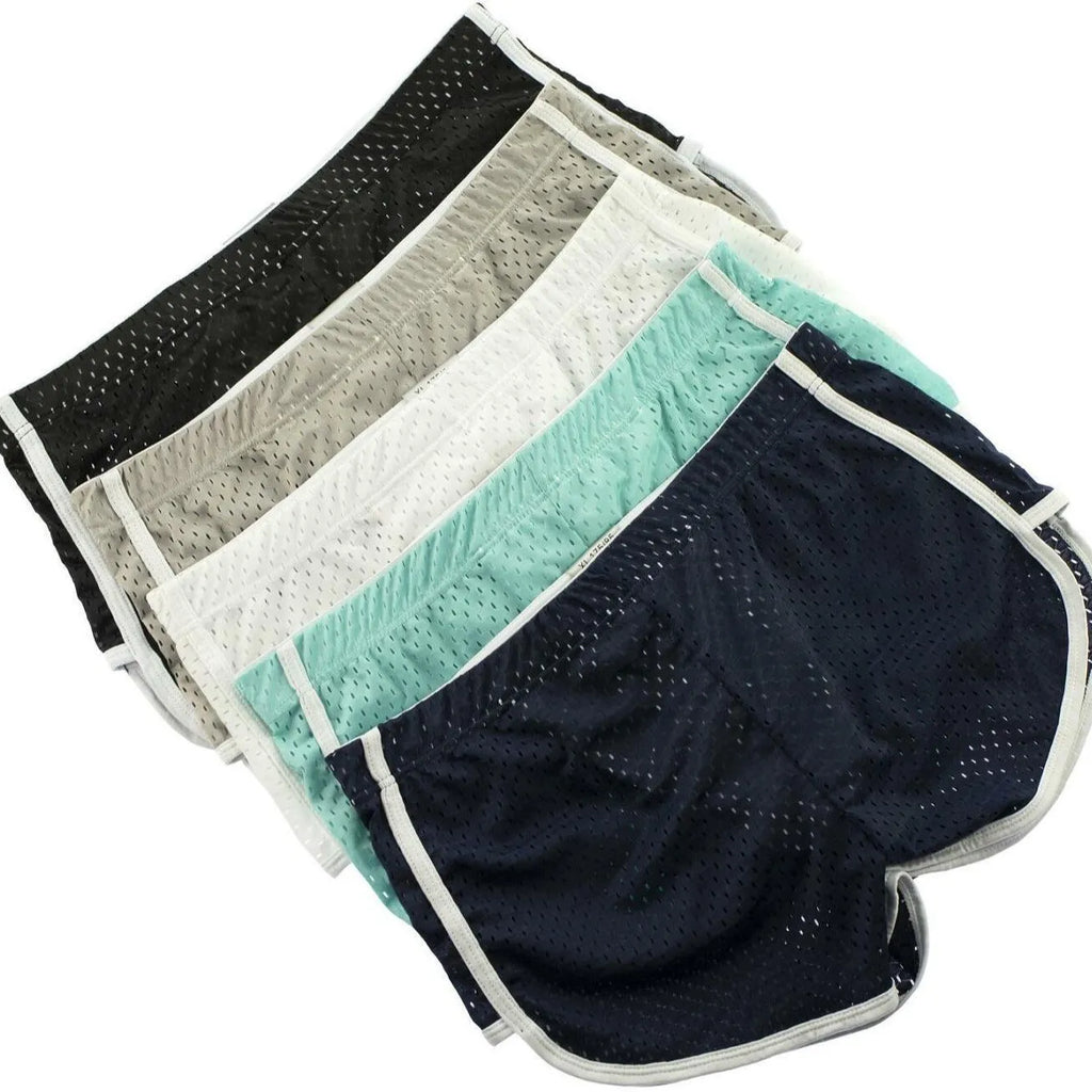 Men's cotton blend boxer shorts in mid-waist design showing breathable knitted fabric