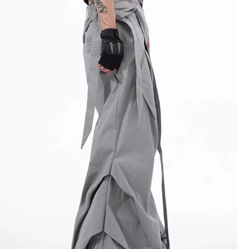 Boys' wide-leg function pants in Korean style, available in black or grey solid colours