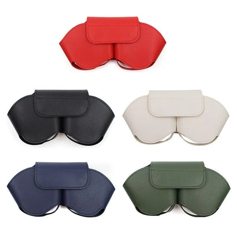 AirPods Max protective case in PU leather, shown in available colours: black, red, white, green, and blue.