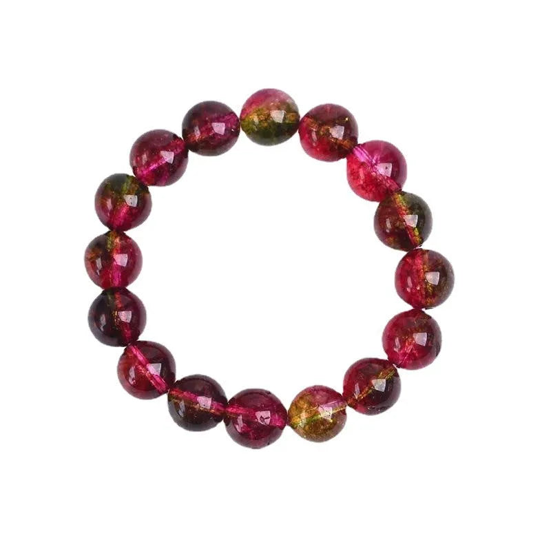 Women's handmade watermelon crystal bracelet in pastoral style showing bead detail