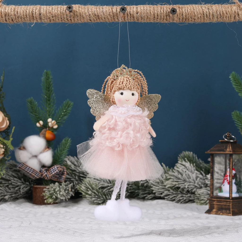 Cloth Christmas angel girl pendant hair accessory for high ponytails in cartoon style