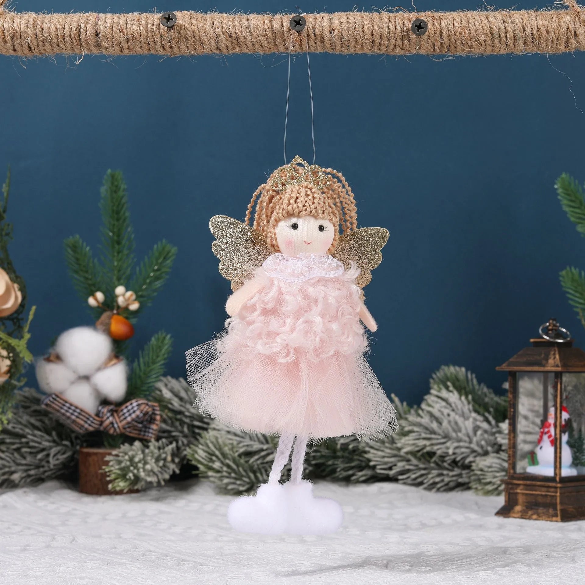 Cloth Christmas angel girl pendant hair accessory for high ponytails in cartoon style