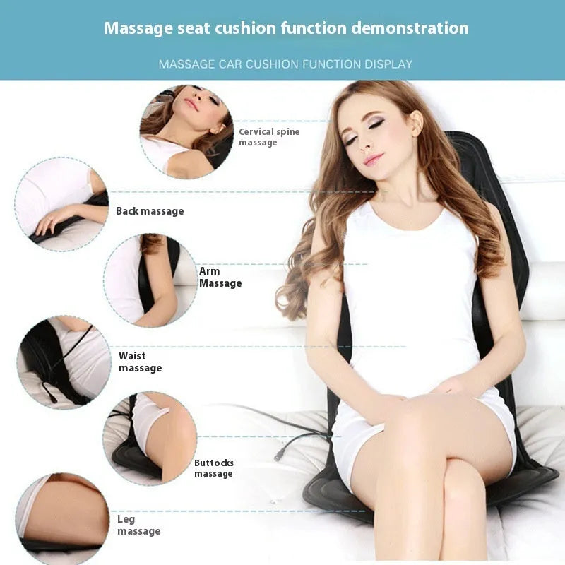 Black heating massage mat with infrared physiotherapy function and adjustable speed control