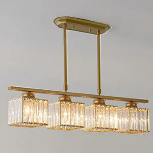 Crystal Nordic chandelier for living room or dining room, available in black or gold with 3 or 4 heads and square or round lampshades