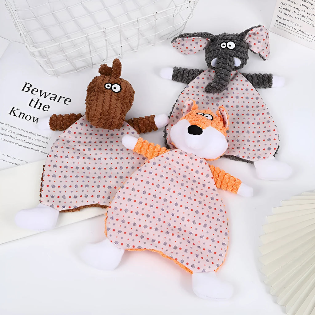 Brown velvet pet stuffed toy with sound paper for cats and dogs