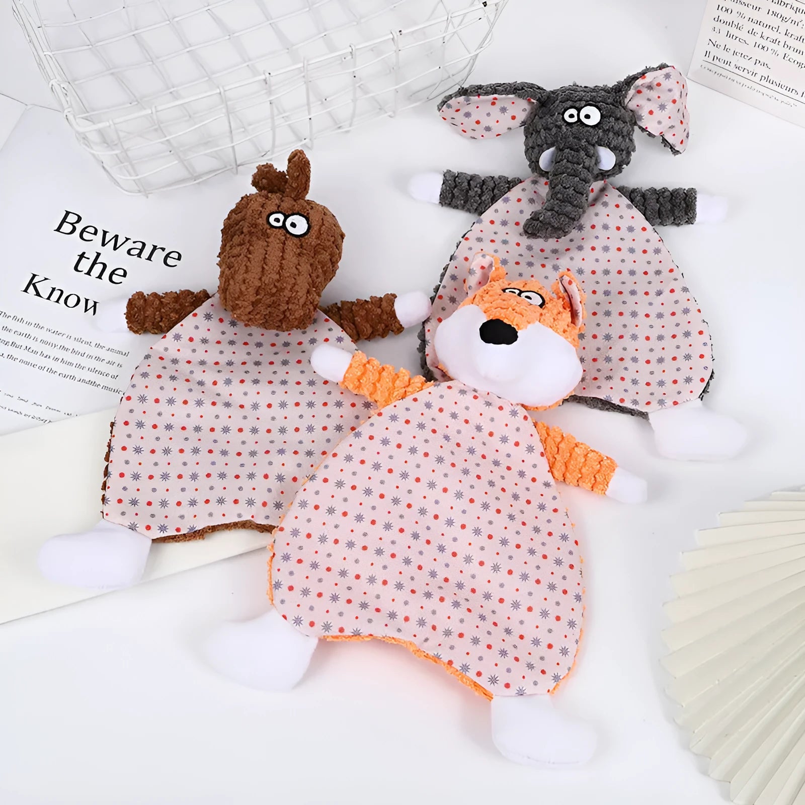 Brown velvet pet stuffed toy with sound paper for cats and dogs