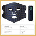 Black LED photon beauty mask with neck extension showing four-colour light therapy panels