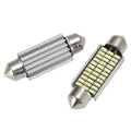 White aluminium double tip car interior roof light shown in four available size options.