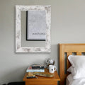 White MDF frame wall mirror with retro Chinese design in modern pastoral style