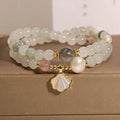 Tianshan emerald green crystal bracelet with gold-plated apricot leaf pendant for women