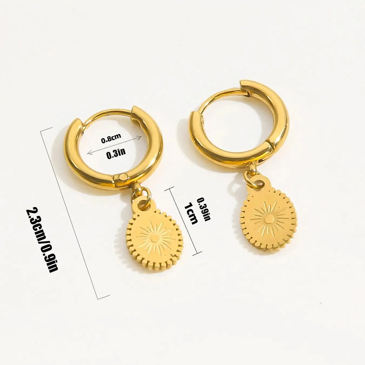 Stainless steel ellipse geometry earrings with ear button fittings in colour XY-EH005