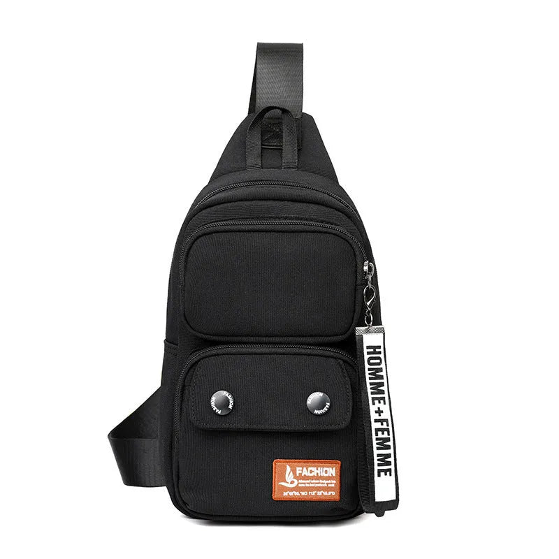 Nylon outdoor leisure crossbody shoulder bag with contrast colour trim options