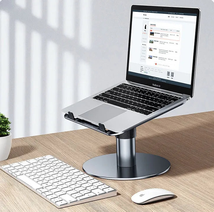Silver adjustable aluminium car laptop stand on a car back seat