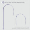 Blue cat teaser toy with silicone mouse tail and cat head handle for interactive play