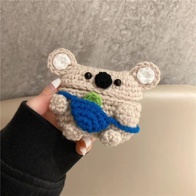 Handmade knitted koala bear backpack design protective case for Apple AirPods