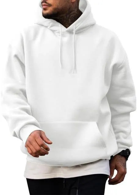 Polyester pullover hoodie with long sleeves available in eight colour options including black and navy blue for spring and autumn casual wear