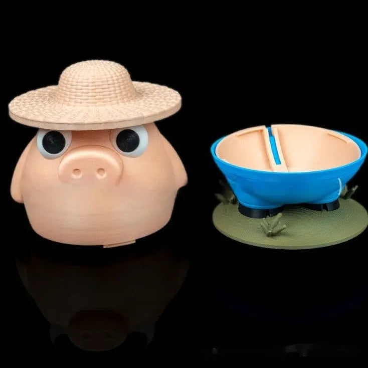 Creative farm animal plastic coin bank in pink colour measuring 17 x 11 x 11.7 cm