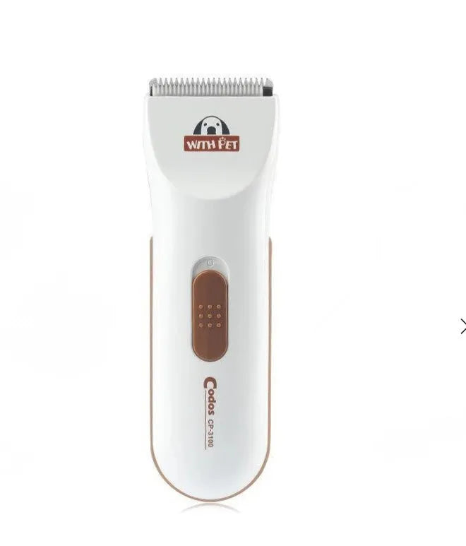 White pet grooming clipper with ceramic blade for dog and cat coat trimming