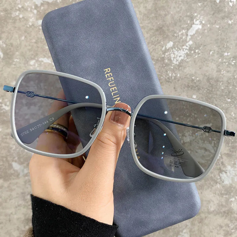 Photochromic large frame myopia glasses with anti-blue light lens function, multiple prescription options