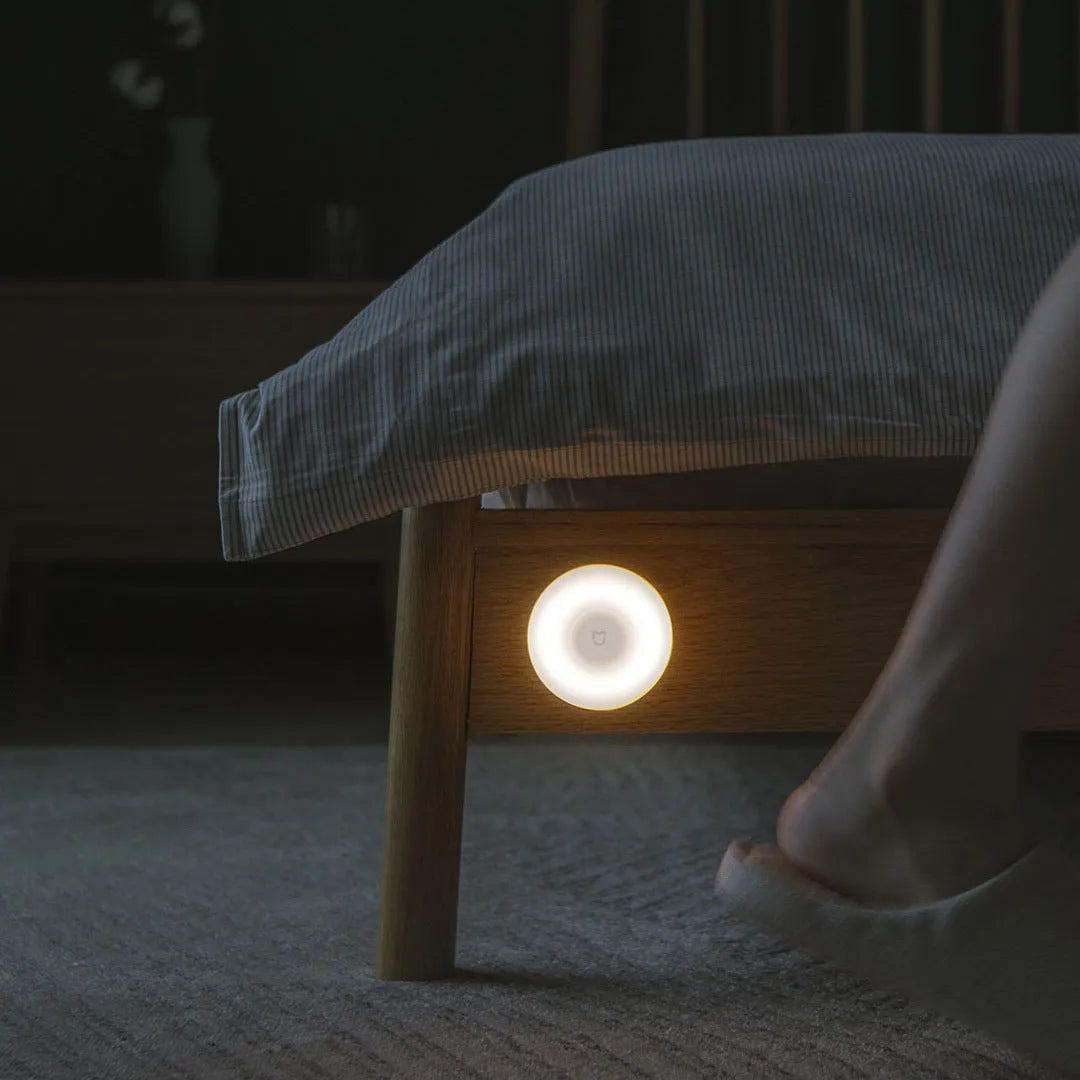 White modern bedside table lamp with human body induction and Bluetooth connectivity