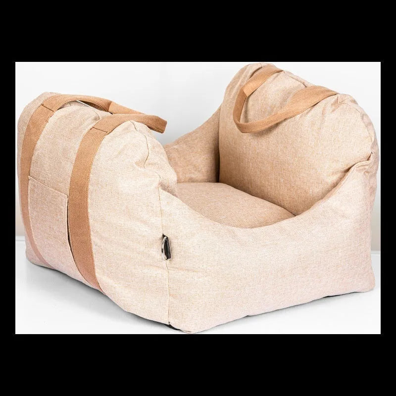 Portable cloth dog car kennel in dark gray, light gray or dark khaki, sizes S and L