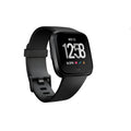 Black smart watch with silicone strap showing 1.4-inch touchscreen displaying heart rate data.