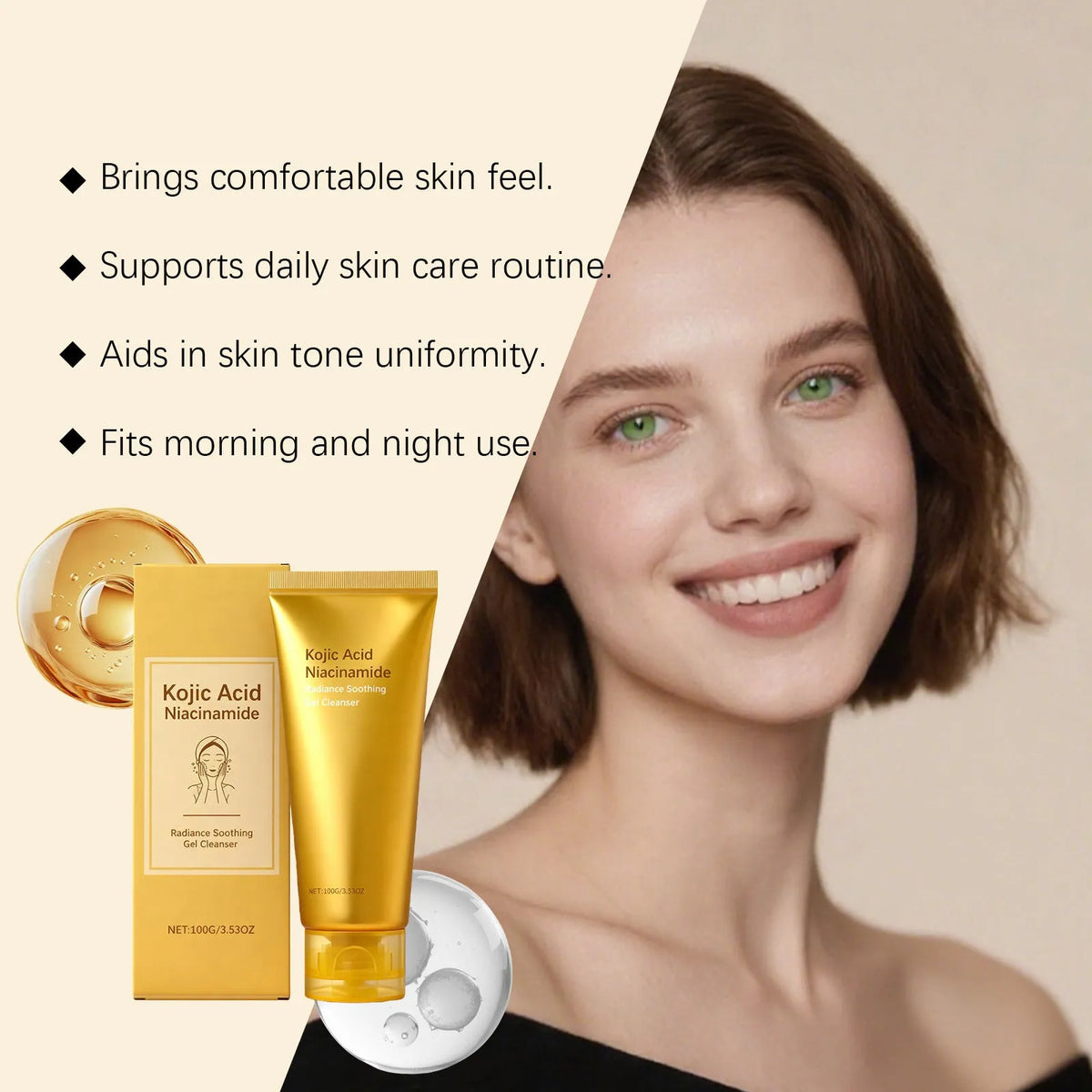 100g cleansing gel tube, 4.6 x 14.7cm, nourishing moisturising hydrating refreshing, not tight