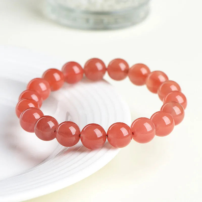 Natural South red cherry red agate bracelet with polished beads in scattered design