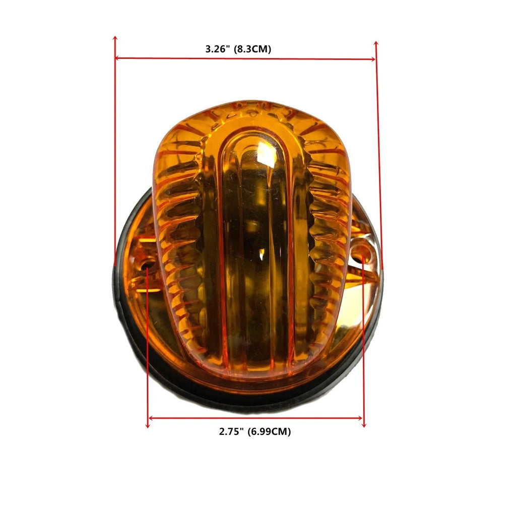 Yellow polycarbonate LED roof cab light with 83mm diameter and rubber-sealed base for truck marker lighting