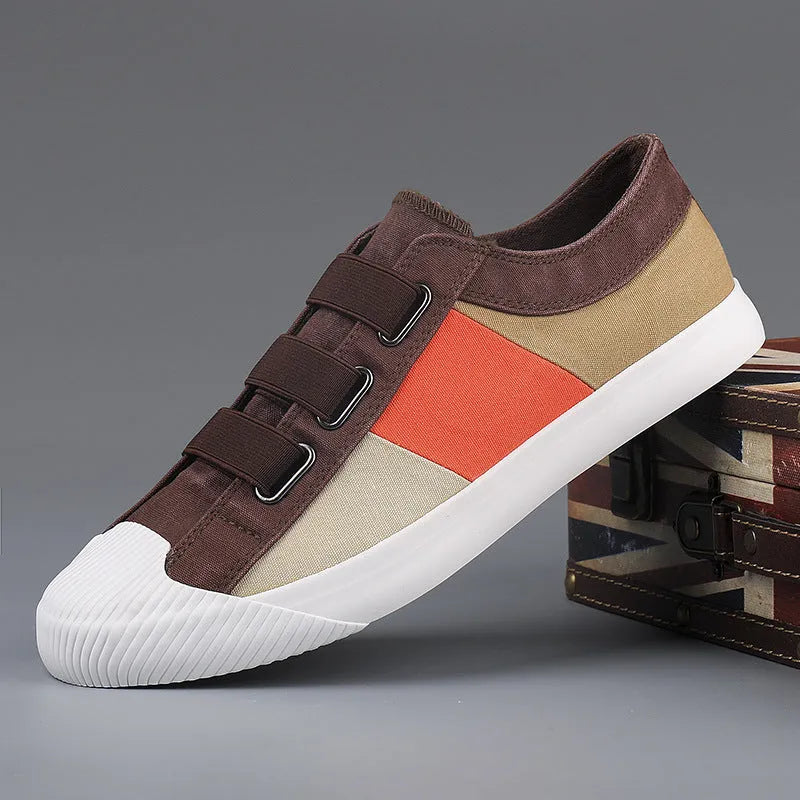 Men's canvas sneakers with elastic band slip-on design in multiple colour options