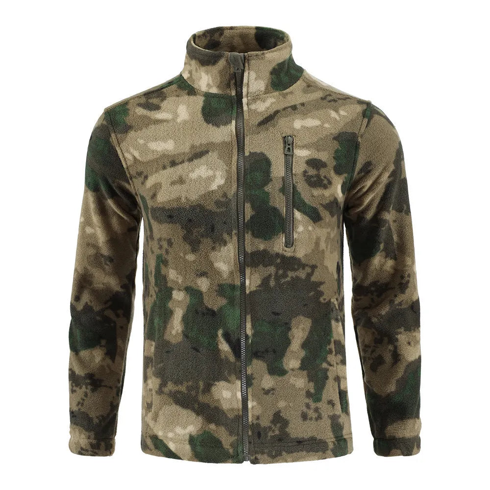 Men's camouflage double-sided polar fleece cardigan jacket with full front zip in CC Camouflage colour