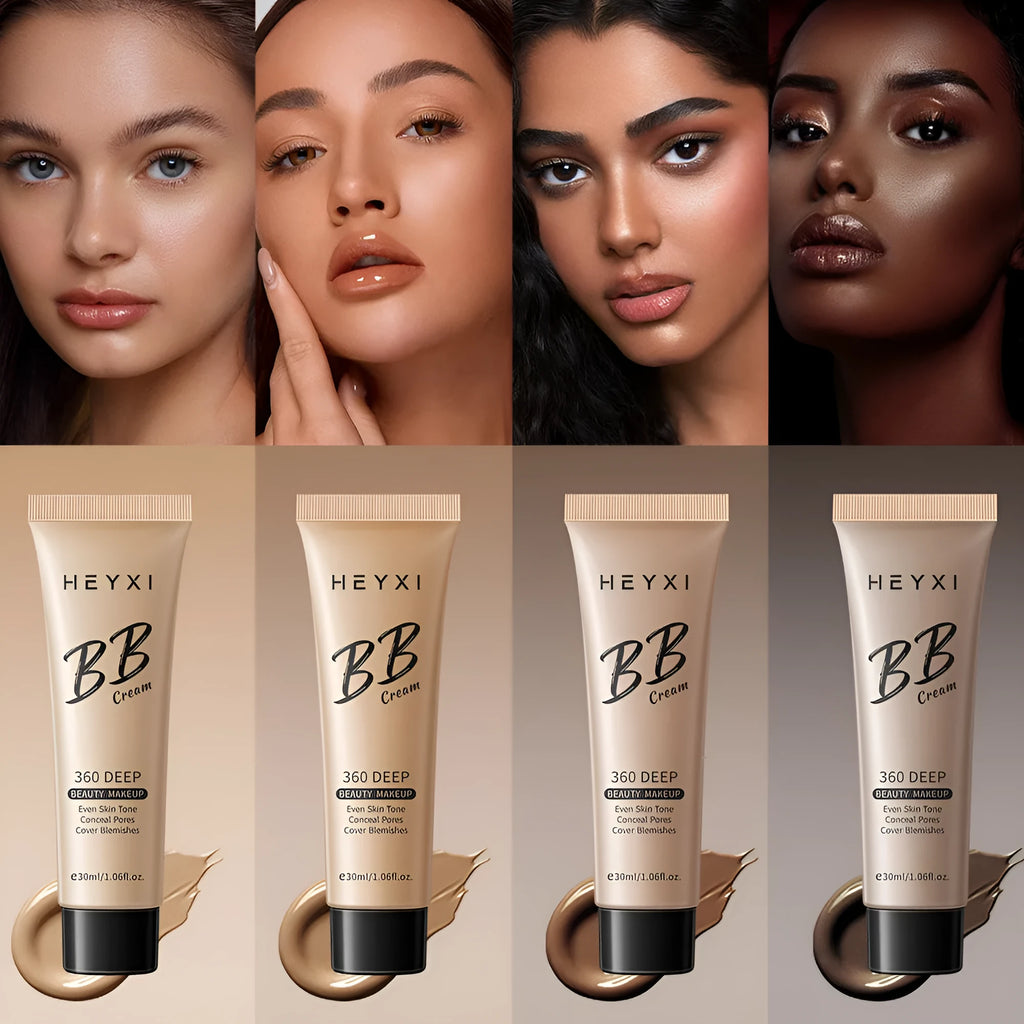 Waterproof BB cream foundation in four shade options with skincare benefits