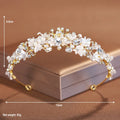 Women's gold alloy crown headdress hair accessory with pearl detailing for formal events