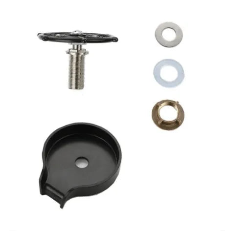 Stainless steel automatic glass washer with black ABS base and copper hose connection