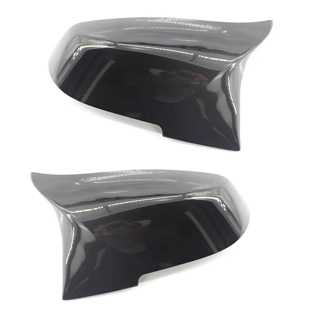 Pair of paint bright black BMW F series replacement rear-view mirror shells