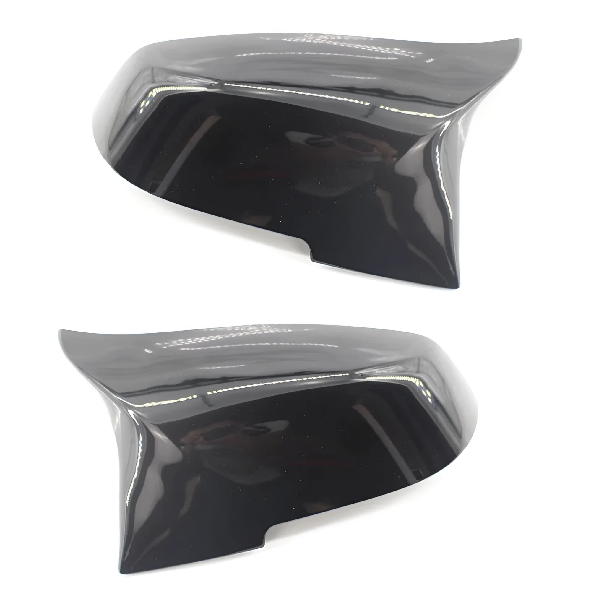 Pair of paint bright black BMW F series replacement rear-view mirror shells
